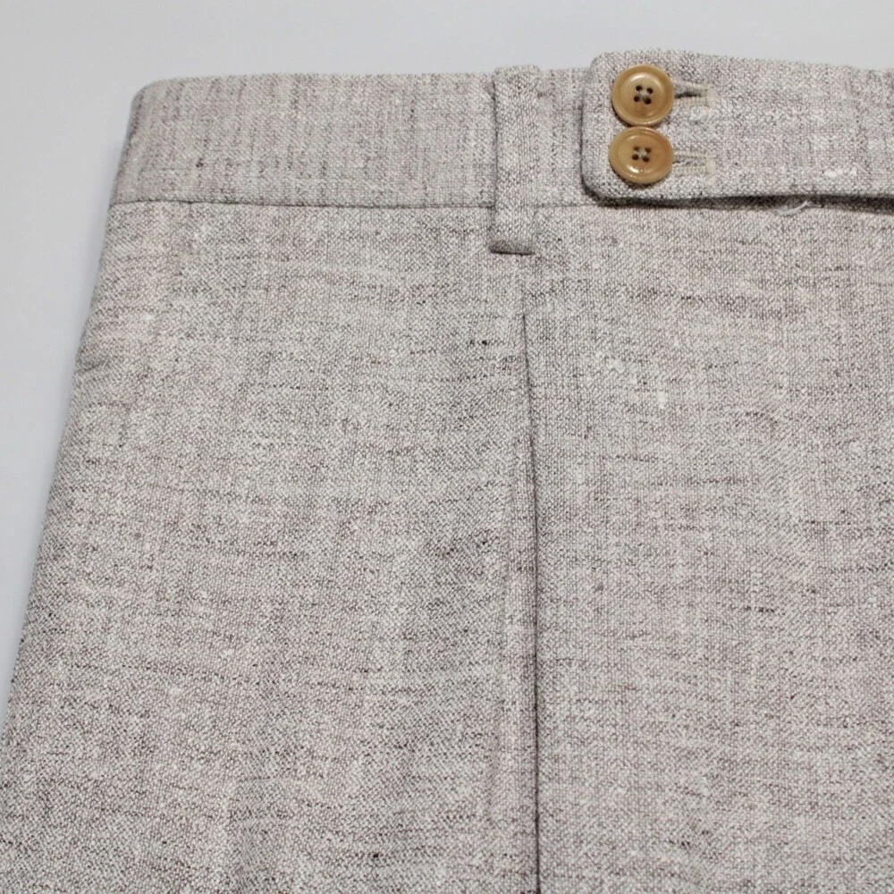 Luciano Barbera NWT Pleated Dress Pants Size 50 (US 34) in Brown Linen Blend